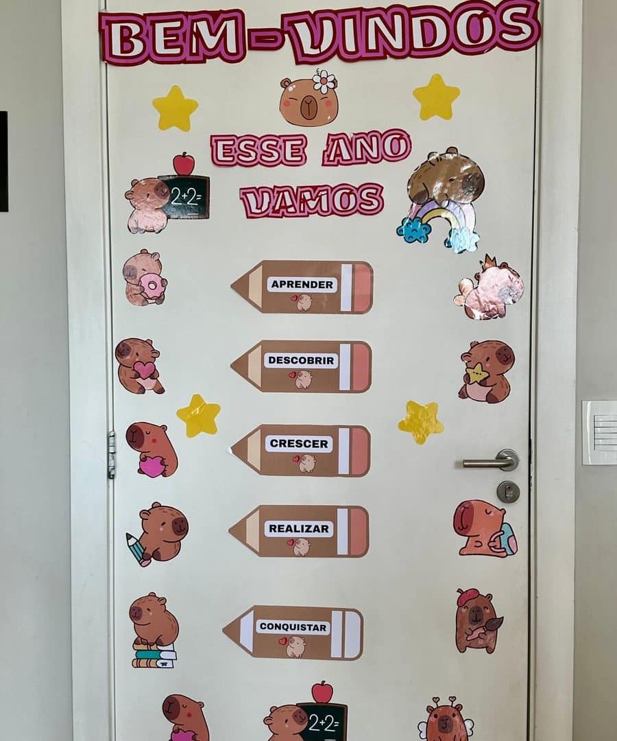 Painel de Porta Volta às Aulas Capivara