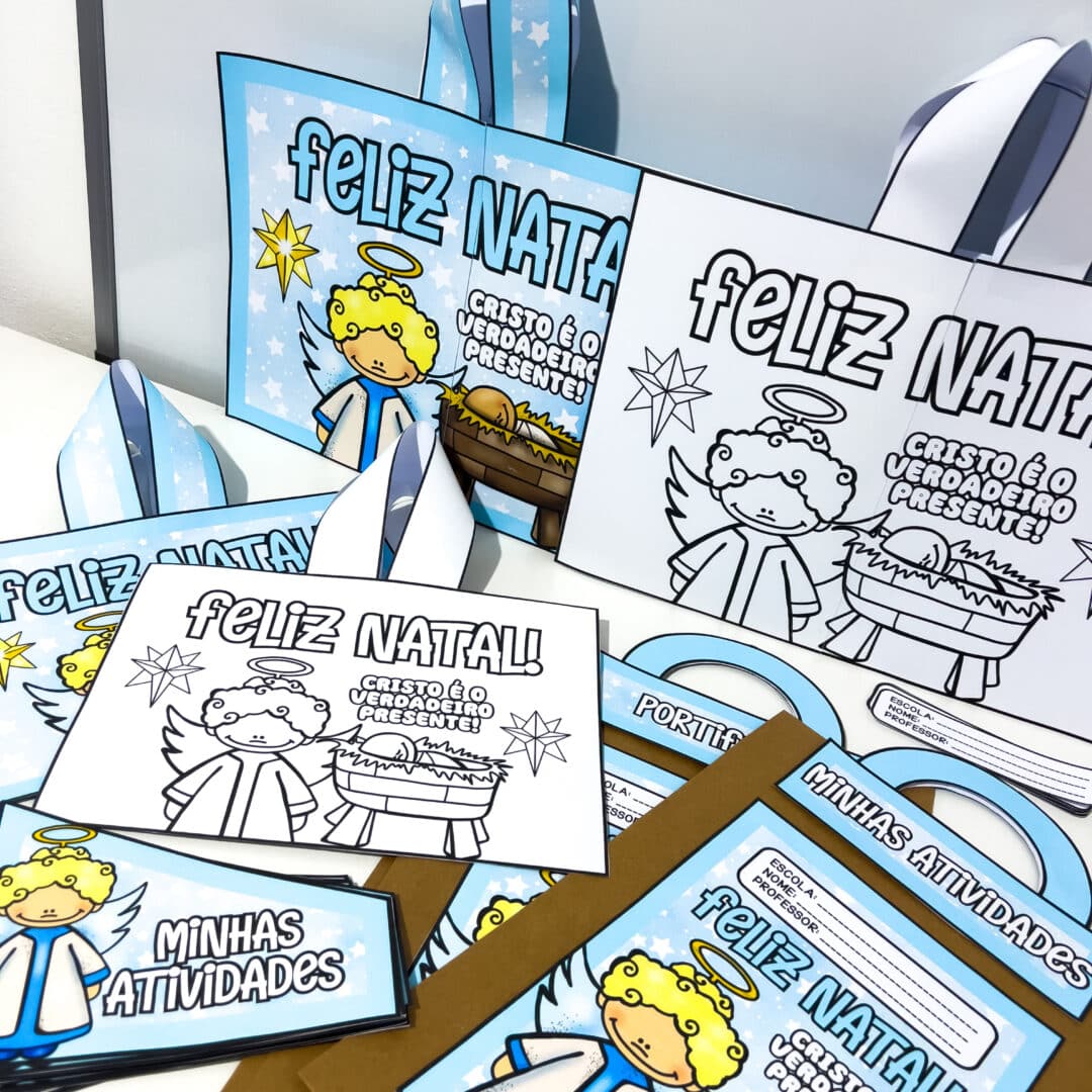 Kit Capas e Sacolas de Natal Cristão Coloridas e Para Colorir